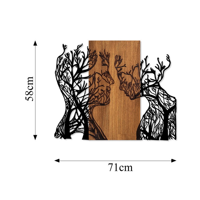Wallity Tree Woman And Man - Escultura de Pared de Madera y Metal